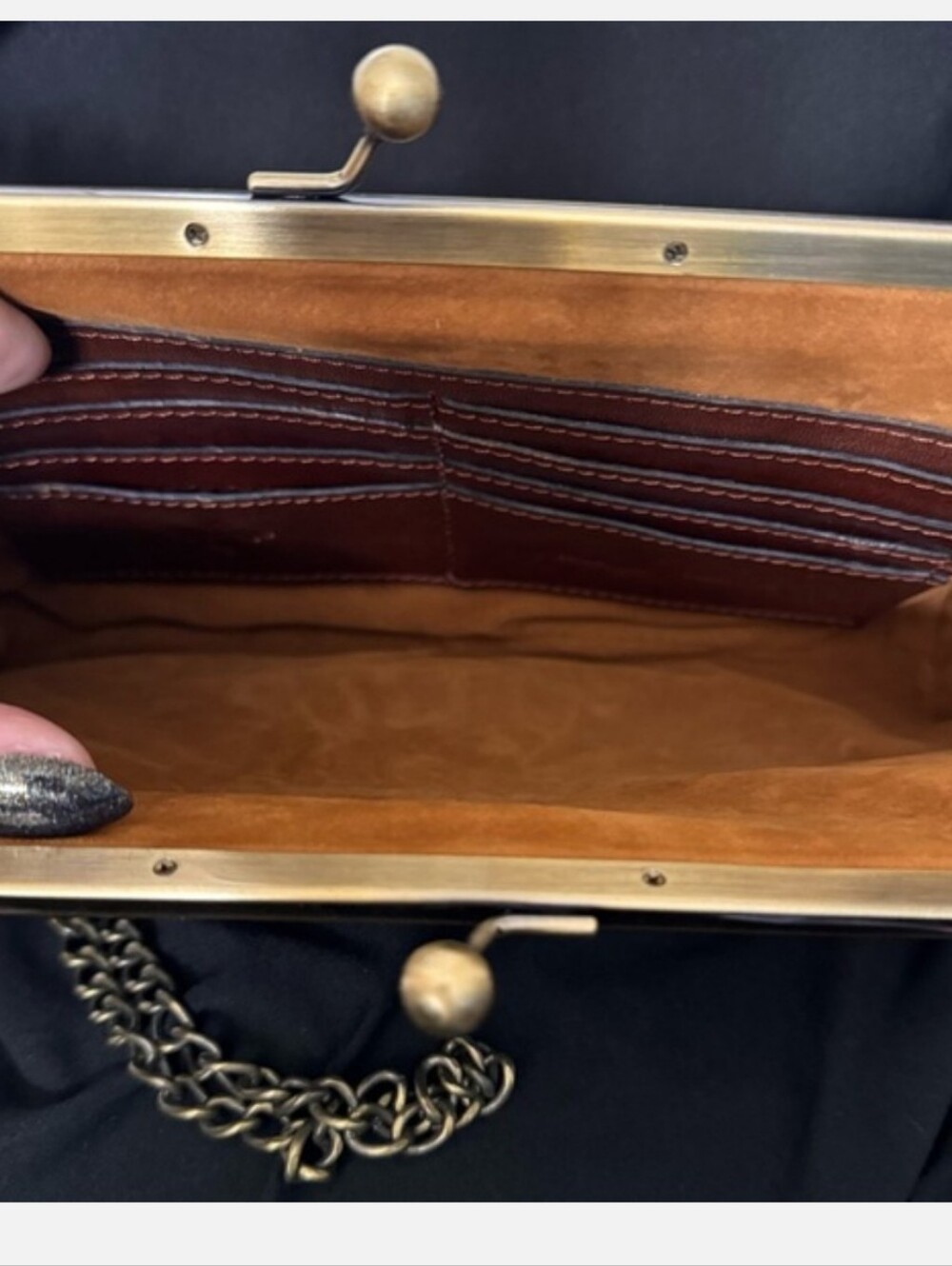 Patricia Nash Potenaz Embossed Floral Leather Kiss Lock Clutch - Picture 3 of 10
